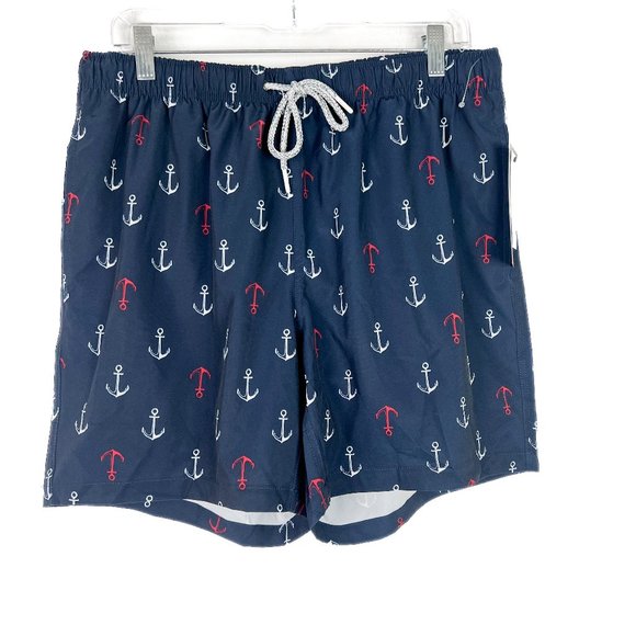 NWT Rainforest Ship Ahoy Swim Trunks Boardshorts Navy USA Size Medium M $69 NEW - Picture 2 of 16